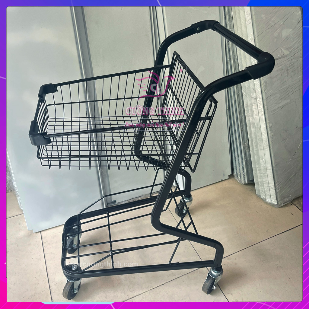 Xe đẩy siêu thị 2 tầng, chở hàng tiện ích
