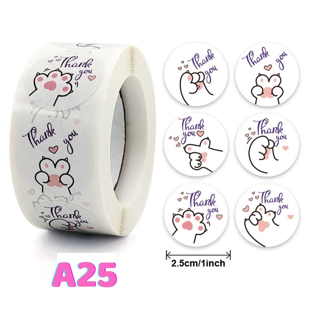 500 tem thank you size 2,5 cm