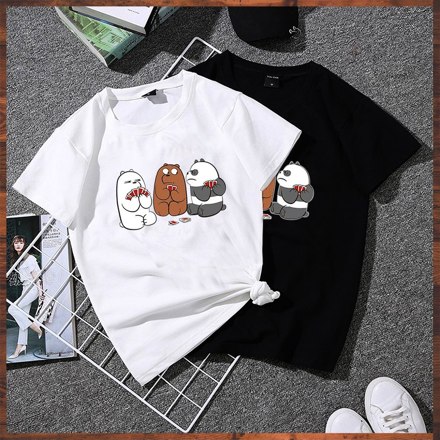 [Hoàn Tiền 15%] Áo thun tay lỡ form rộng in 3 chú gấu dễ thương vải dày mịn 2020TN1030