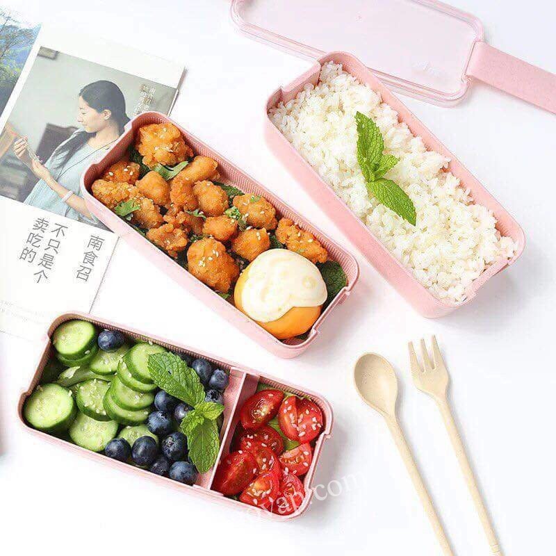 Hộp Cơm Lúa Mạch 3 Tầng Lunch Box Dung Tích 900ml