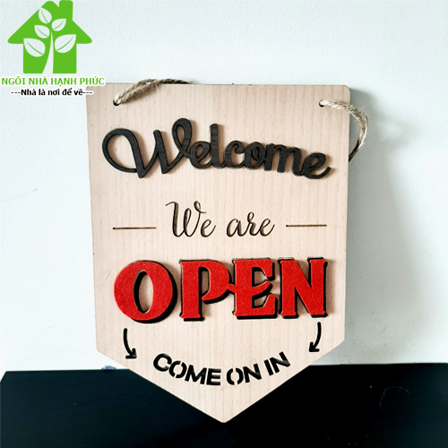 Bảng gỗ decor trang trí SHOP 🚀OPEN - CLOSE 2 MẶT🚀 (tặng kem móc treo tường)