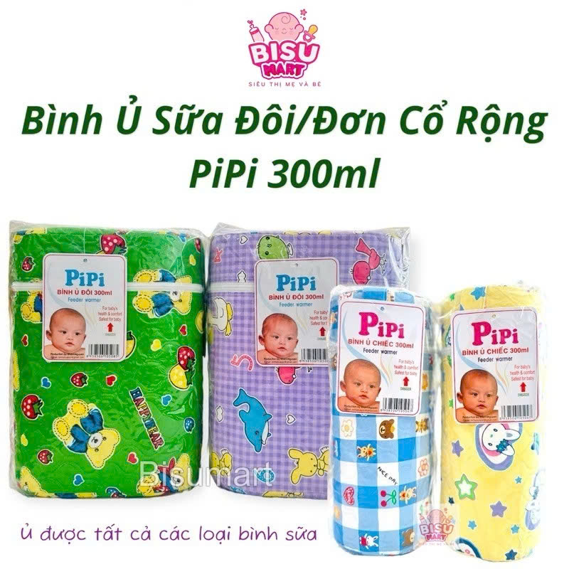 Ủ Bình sữa cổ rộng cổ hẹp ruột nhựa cho bé PIPI 120ml 300ml