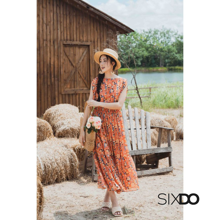 Chân váy voan hoa bèo tầng thời trang SIXDO