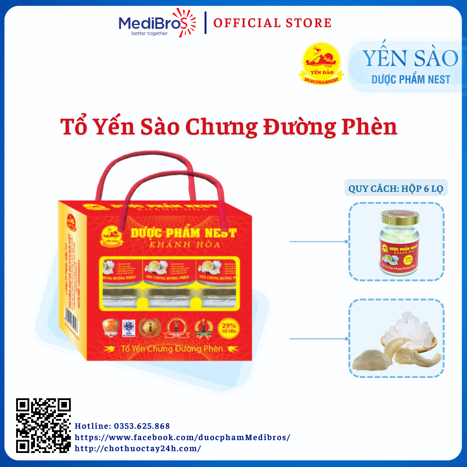 Set yến sào dược phẩm nest khánh hòa cao cấp 6 lọ x 70 ml. 29% tổ yến chưng đường phèn