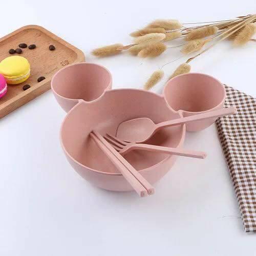 Chén đựng thức ăn 3 ngăn lúa mạch cho bé