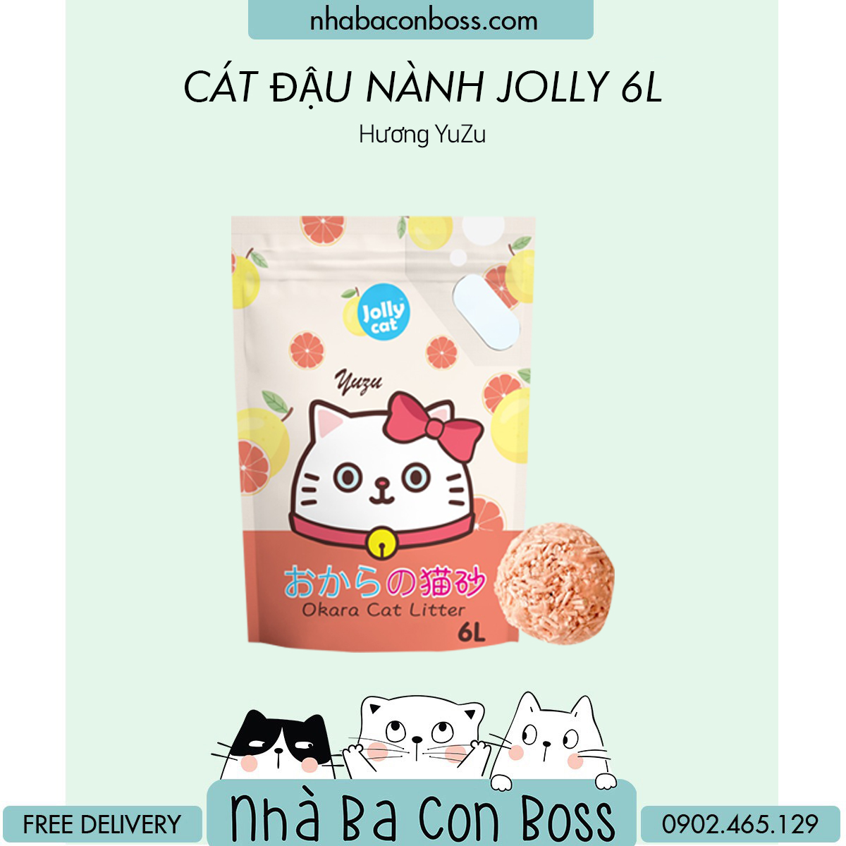 [Cát Đậu Nành] Cát Vệ Sinh Cho Mèo Jolly Bao 6L