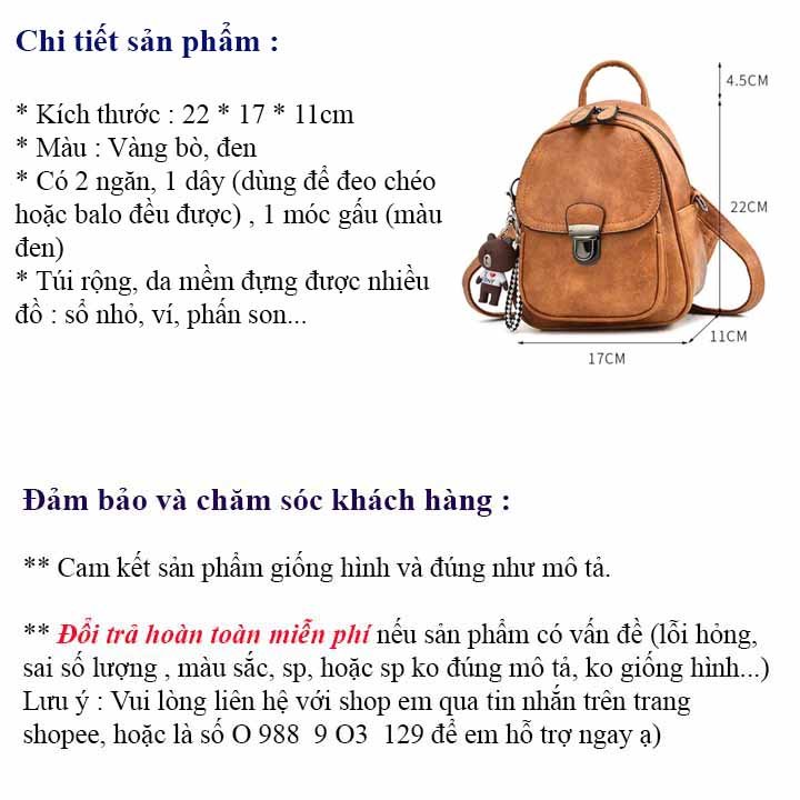 Balo nữ khóa cài thời trang ( Tặng kèm 01 móc khóa) - có video thật