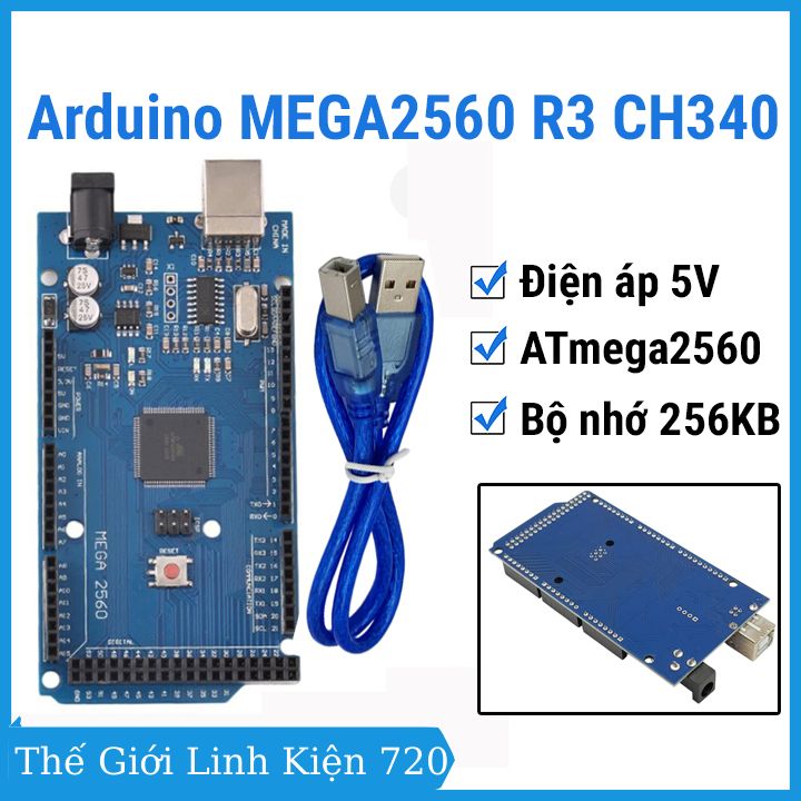 Kit arduino mega2560 r3- ch340 thế hệ thứ 3 tặng 1 dây kết nối