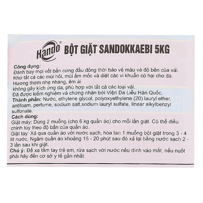 Bột giặt Sandokkaebi 5kg (Nhập khẩu Hàn Quốc phân phối bởi Hando)