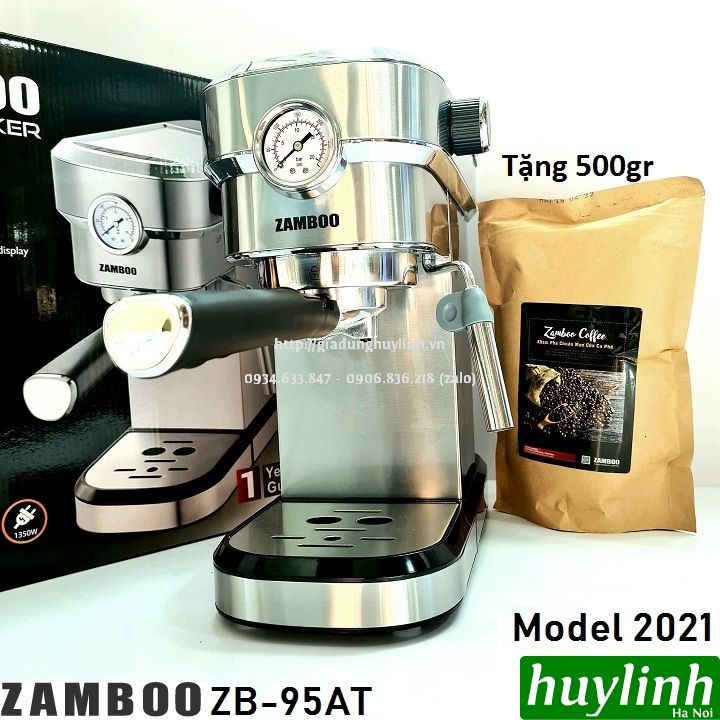 Máy pha cà phê zamboo zb-95at - tặng 500gr cafe - model 2021