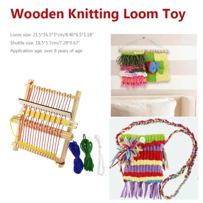 QWRFSF Educational Durable Household For Children Kids Girl Wooden Wool Knitting Machine Handcraft Weaving Loom Knitted Toy