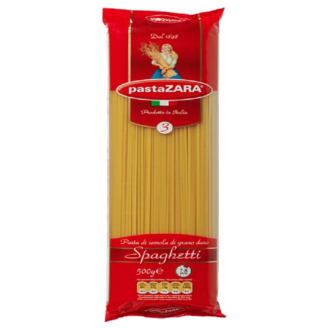 Mì ý Spaghetti Pasta ZARA số 3 (gói 500g)