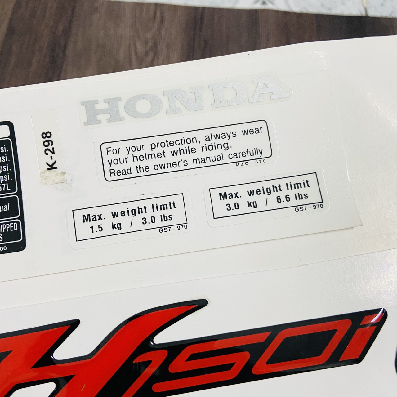 [HCM]Tem dán xe SH 150i ZIN (chữ+tem thông số xe)