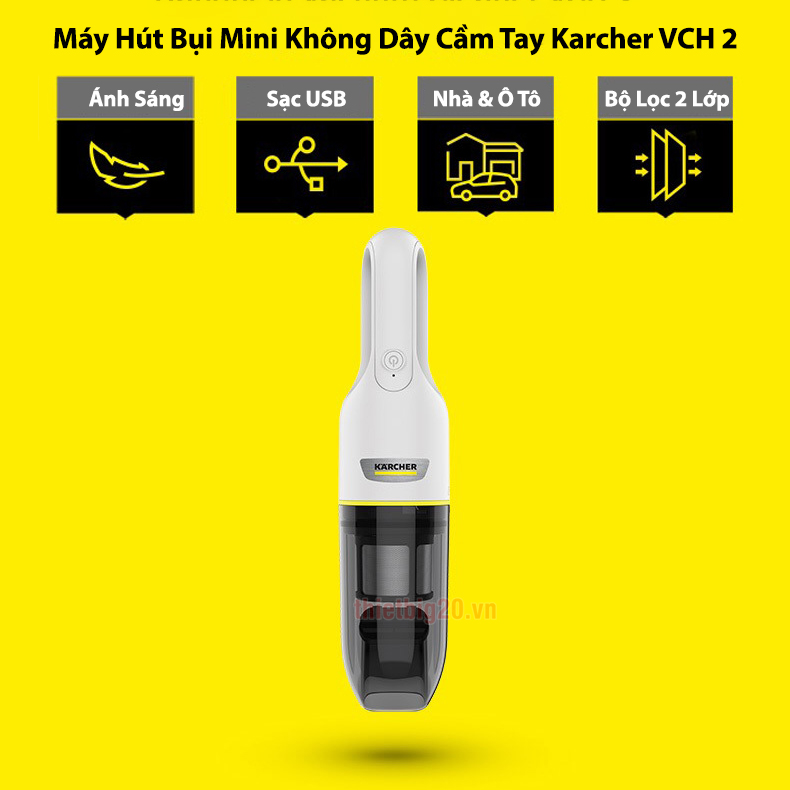 MÁY HÚT BỤI MINI KHÔNG DÂY CẦM TAY VCH 2 KARCHER (BẢO HÀNG 1 NĂM)