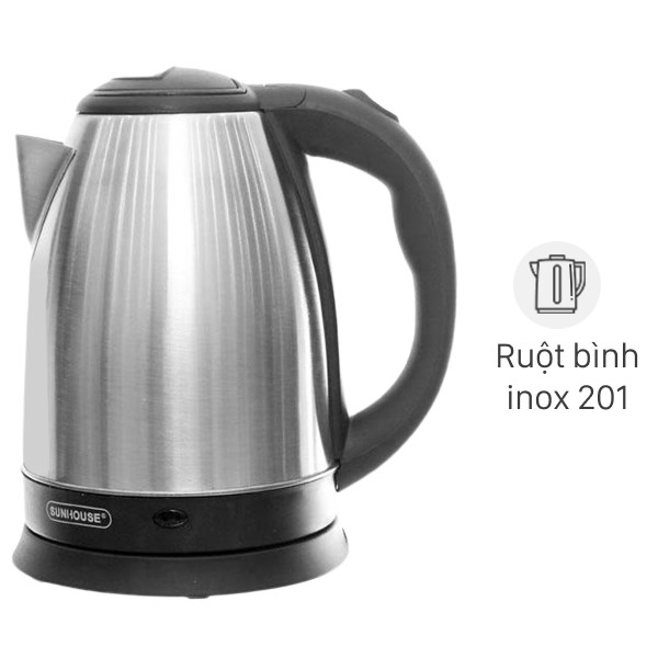 The Sunhouse kettle 1.8 liters shd1182 is on display, the capacity of the kettle is 1.8 liters. 1500 wautomatic power off when boiling