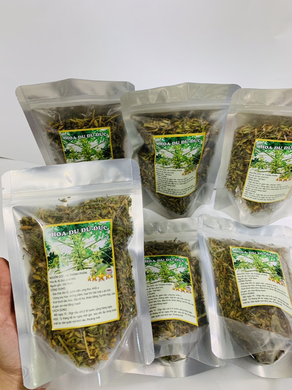 100G Hoa đu đủ đực, hoa đu đủ đực khô nguyên chất, hàng loại 1 thơm phức chất lượng, tốt cho sức khỏe