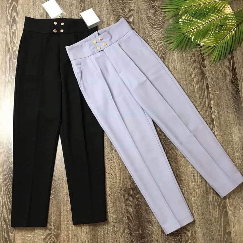 Quần baggy nữ 4 cúc bấm