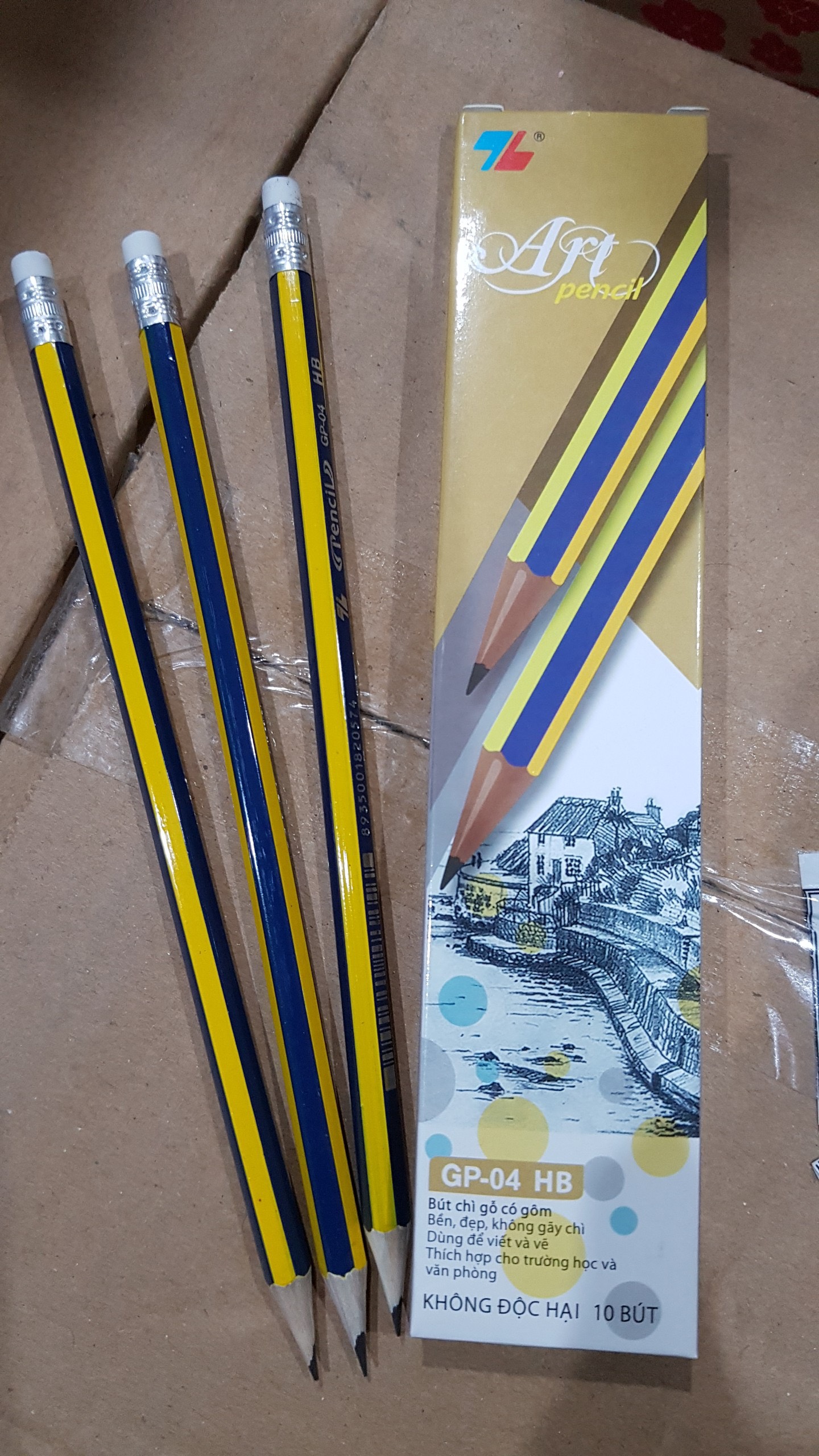 Bút Chì Gỗ có gôm GP-04 HB ( Hộp 10 Bút )