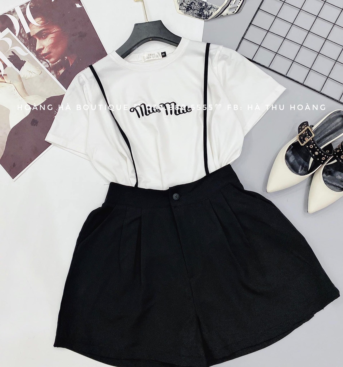 Set áo phông kèm quần short yếm