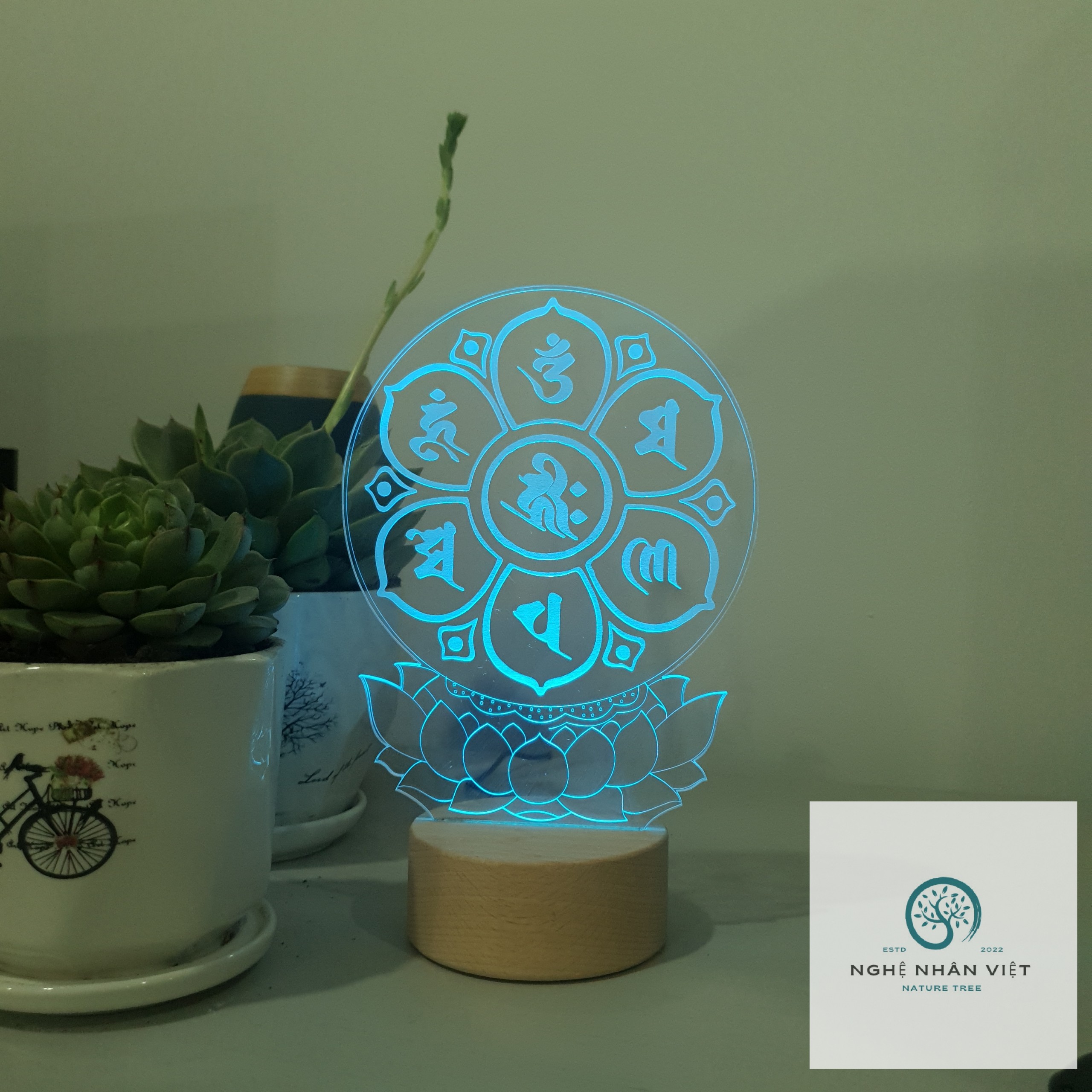 Đèn 3d Lục Tự Đại Minh Phạn Ngữ