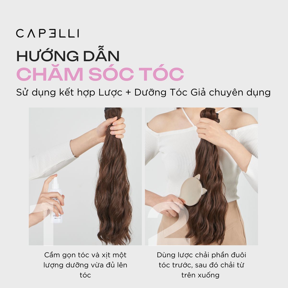 Lược Răng Thưa CAPELLI Gỡ Rối Tóc Hình Tai Mèo