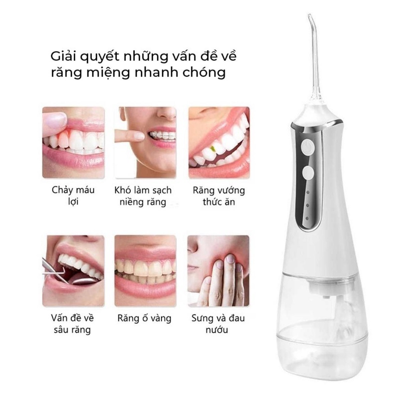  Tăm nước KAW  dung tích 300ml máy làm trắng răng 3 chế độ vệ sinh mạnh 4 đầu phun siêu sạch an toàn áp lực liên tục mạch nước ổn định dễ dàng sử dụng Bảo hành uy tín tại  VINEMART SG 