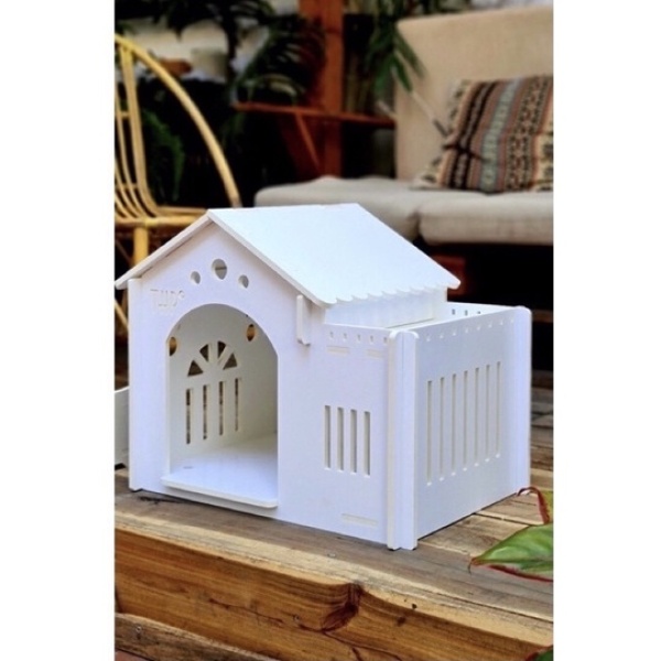 Nhà chó mèo GỖ NHỰA CAO CẤP chịu nươc tốt, chống ẩm mốc. (Size M dưới 8kg)