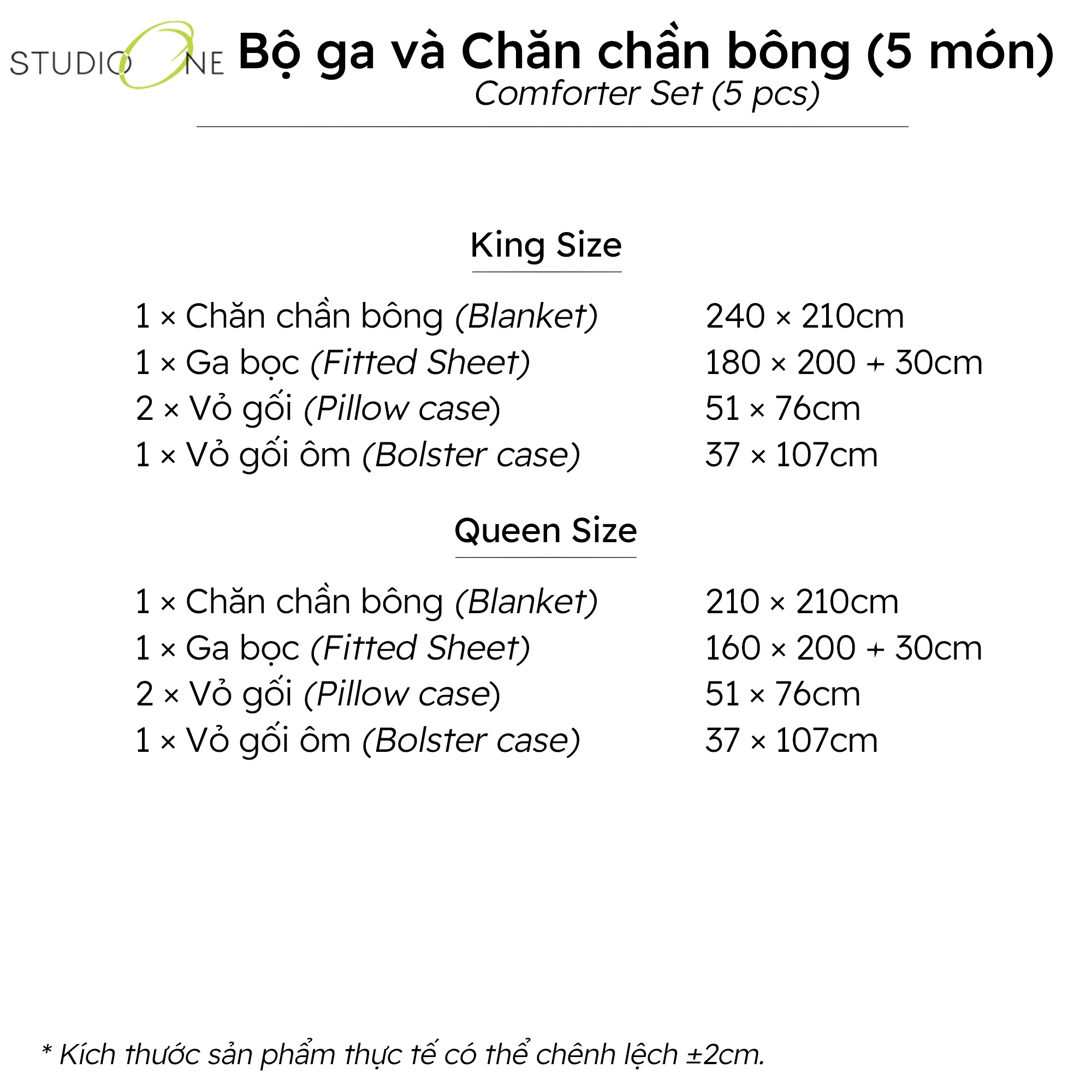 Bộ ga giường và Chăn chần bông Studio One Welden MicroXT, gồm 5 món (King/Queen)