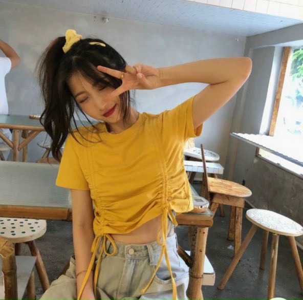 Áo thun croptop rút hai bên cực chất TTSLA0342