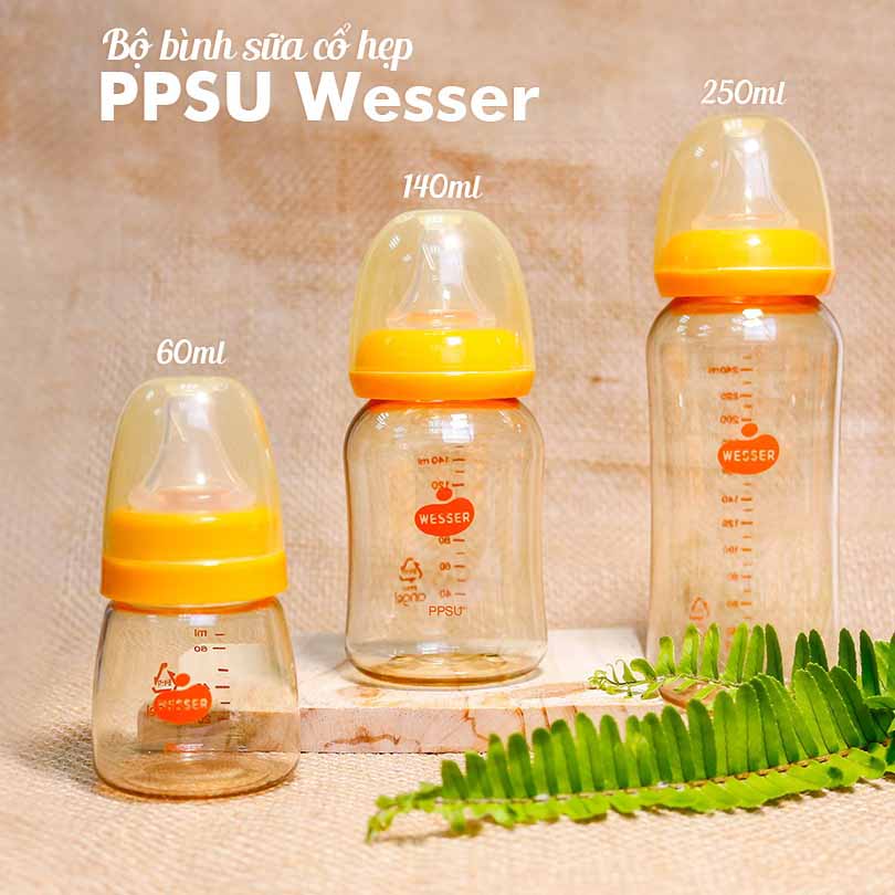 Bình Sữa PP / PPSU Wesser cổ rộng  180ml/260ml/bình