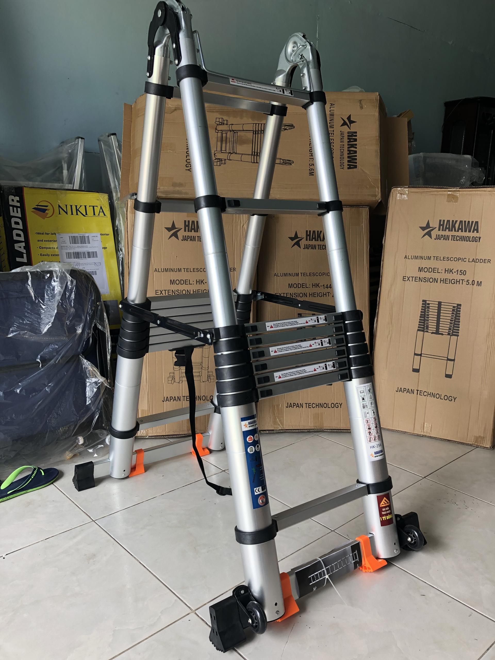 Thang nhôm rút đôi chữ A HAKAWA HK-256