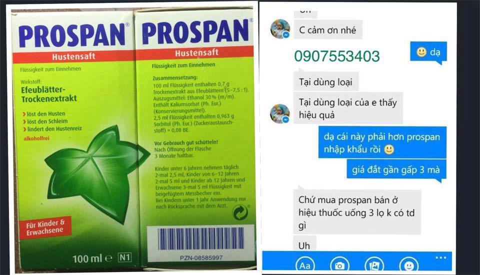 Siro ho long đờm Prospan nội địa Đức cho bé