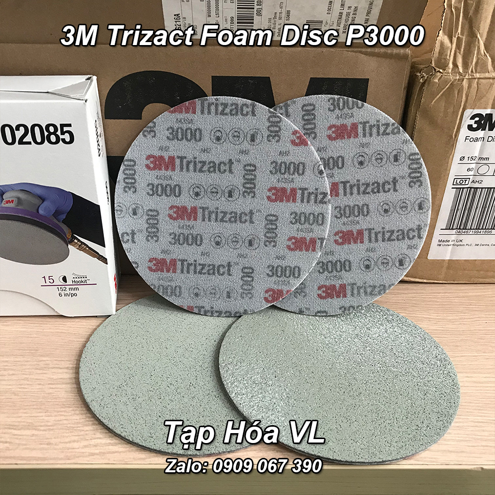 [1 Tờ] Giấy nhám đánh bóng siêu mịn 02085 - 3M Trizact Foam Disc P3