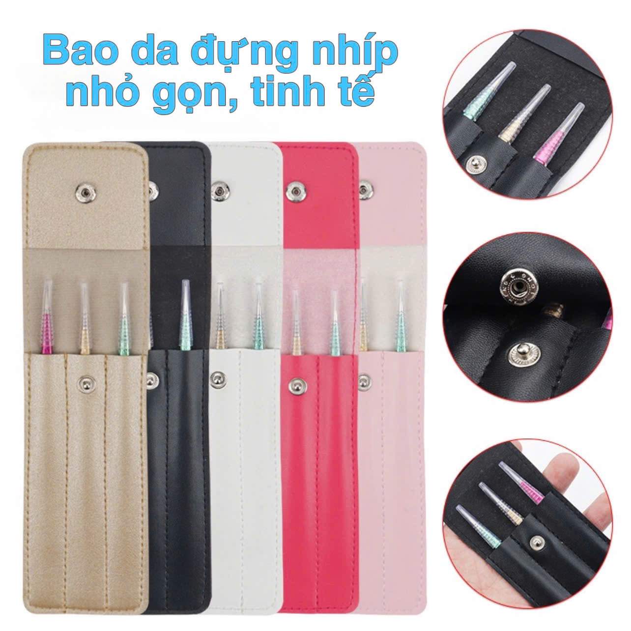 Bao da đựng nhíp nối mi (dụng cụ nối mi)