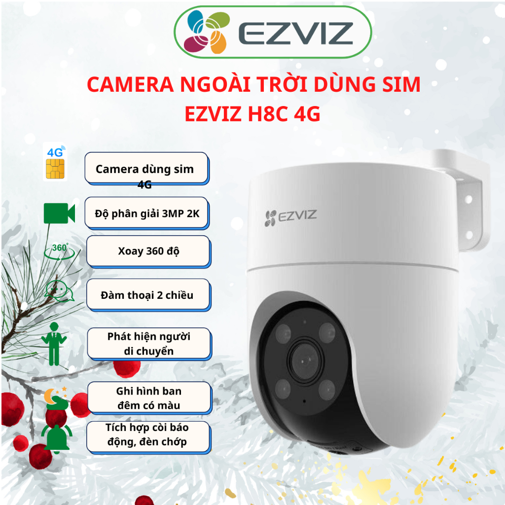 This camera uses a 4G SIM card suitable for where there is no Ezviz h8c 4G internet network