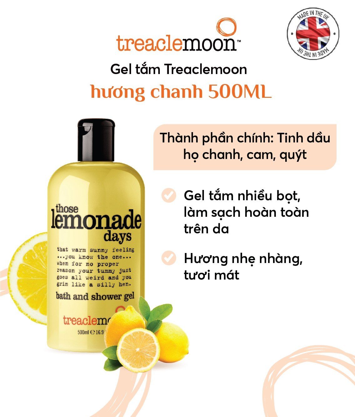 Gel tắm Treaclemoon hương Chanh 500ML