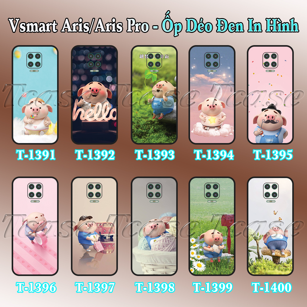 [HCM]Ốp lưng Vsmart Aris/ Aris Pro dẻo đen in hình Heo Con Cute