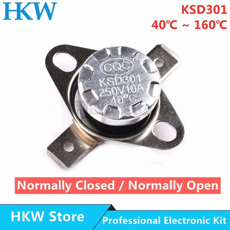 2pcs manual reset Temperature Switch 155 °C NC Bimetal disc thermostat KSD301 