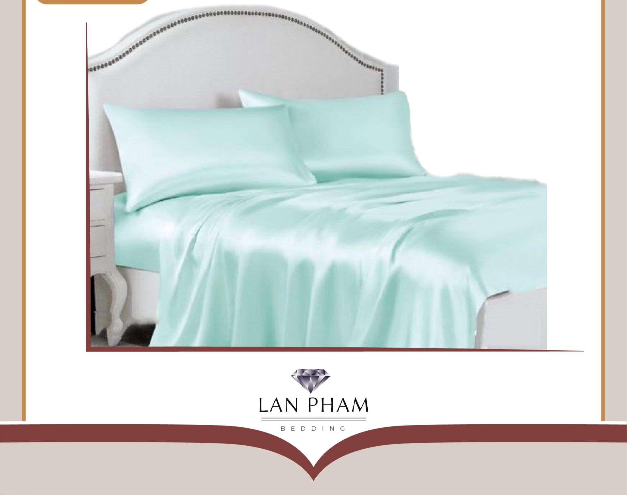 Ga - Drap Giường Lẻ Phi Lụa Màu Xanh Ngọc Lan Pham Bedding Mềm Mại, Êm Ái