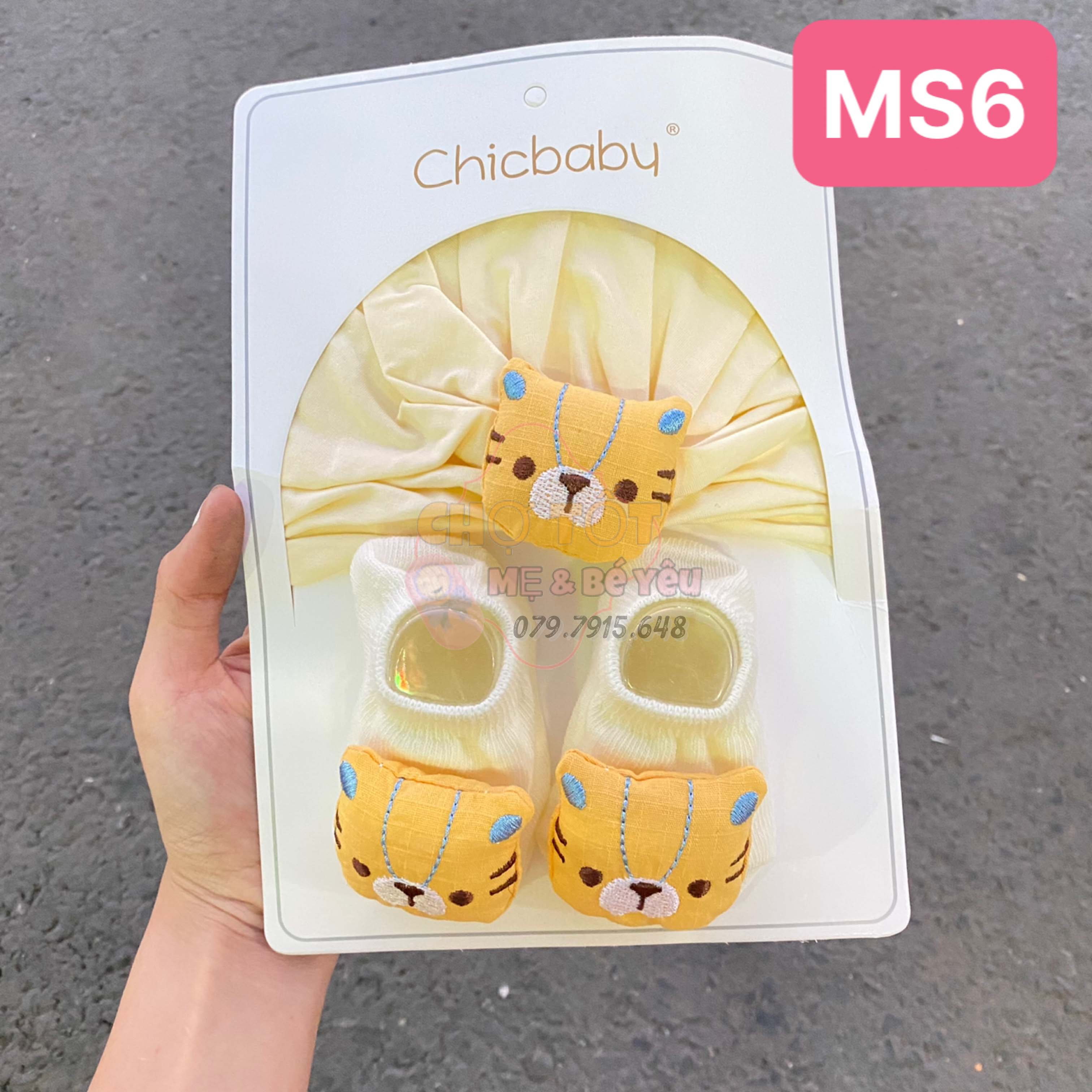 Set mũ tuban + tất hình thú dành cho bé gái bé trai sơ sinh