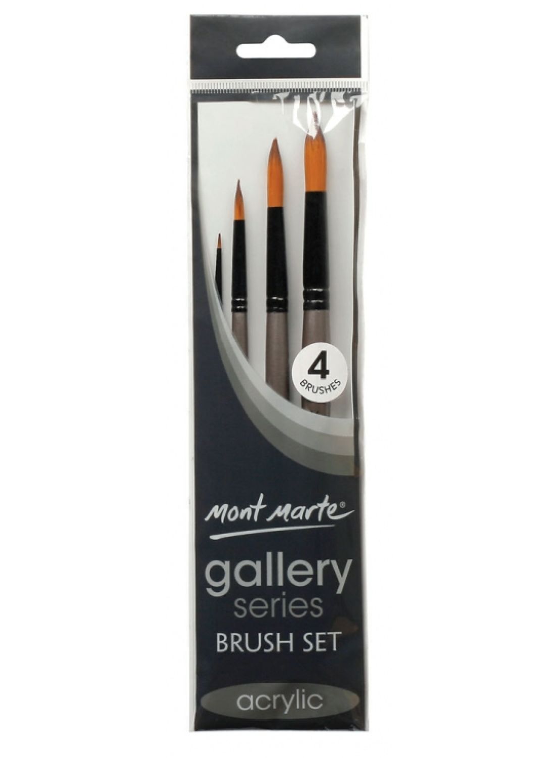 Bộ cọ vẽ màu Acrylic, màu nước Mont Marte Gallery Series Brush Set - Cọ thân xám/tím/vàng
