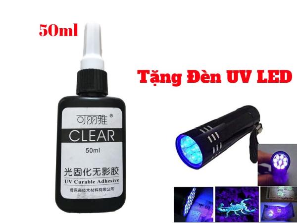 [HCM]Combo Keo UV Dán Mica Dán Kính Bysun Trong Suốt 50ml và UV LED