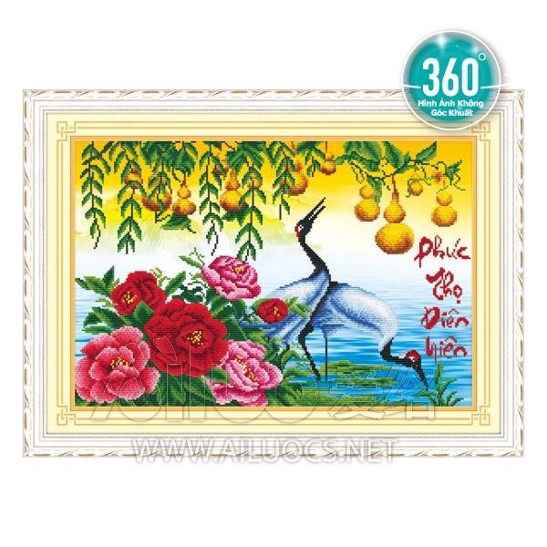 Tranh đính đá hạt tròn phúc thọ diên niên 77183