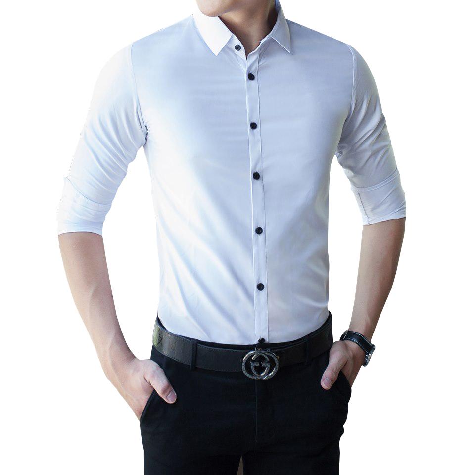 Combo 2 sơ mi nam (xanh đậm, trắng) hiện đại