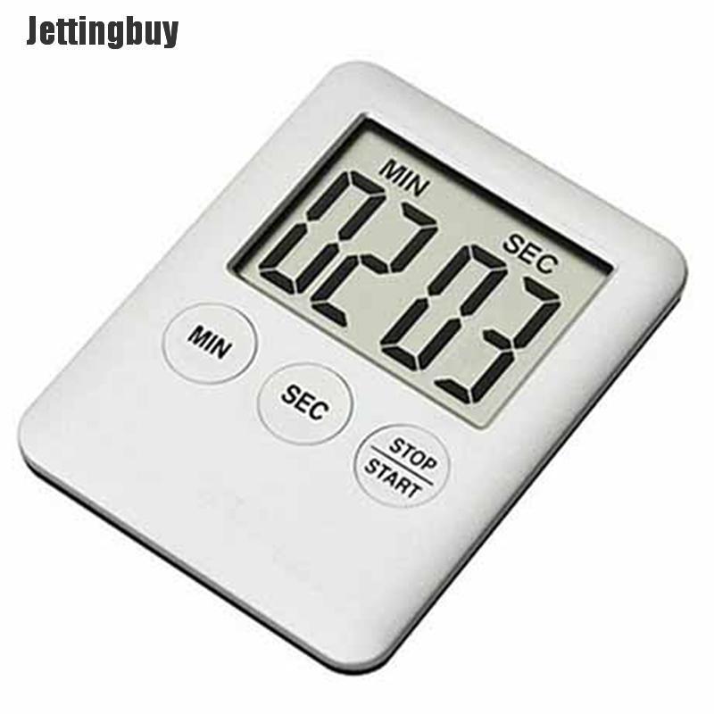 Jettingbuy 1 Chiếc Đồng Hồ Bấm Giờ Nhà Bếp Màn Hình Kỹ Thuật Số LCD Đồng Hồ Báo Thức Đếm Ngược Nấu Ăn Đếm Ngược