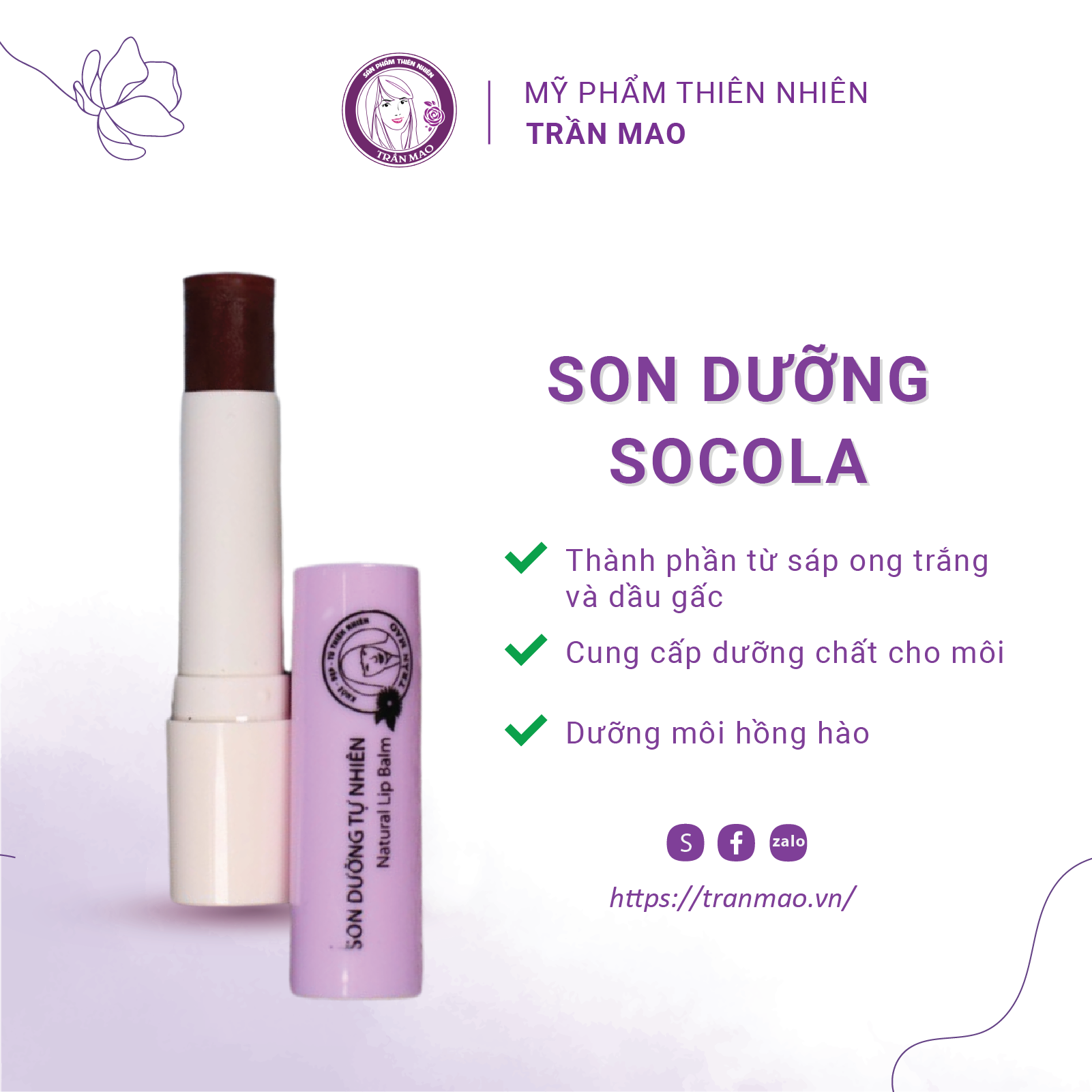 SON DƯỠNG MÔI SOCOLA TRẦN MAO