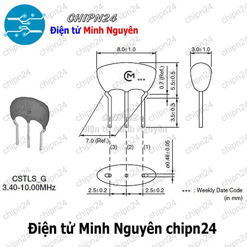 [3 con] (K340) Thạch anh 3 chân 6M (dùng cho máy giặt, điều hòa 6MHz) - HH006055