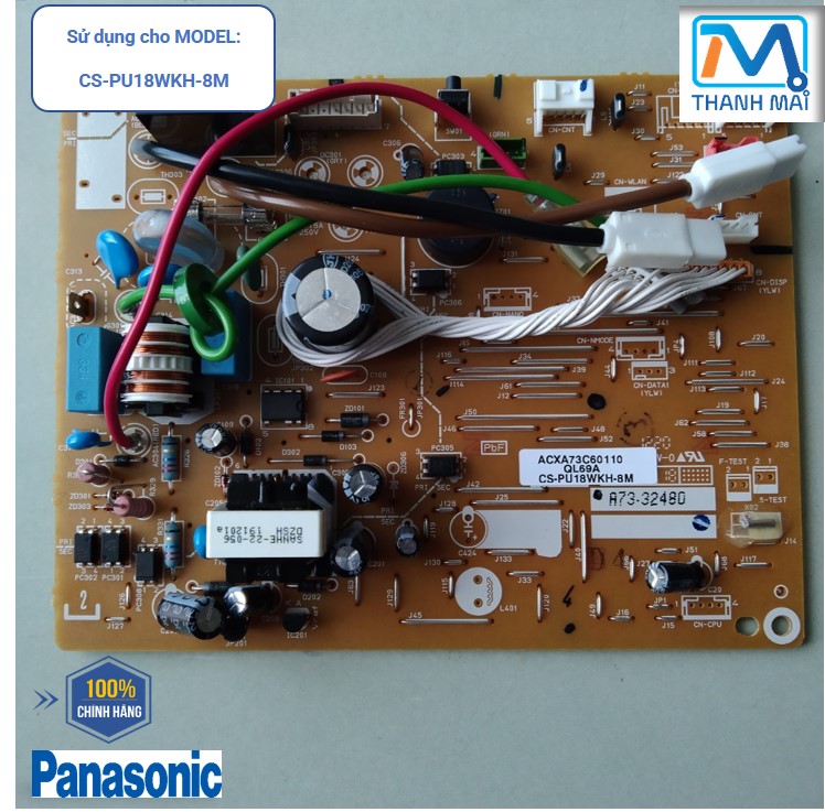 Bo mạch nguồn dàn lạnh điều hòa/ máy lạnh panasonic model cs-pu18wkh-8m