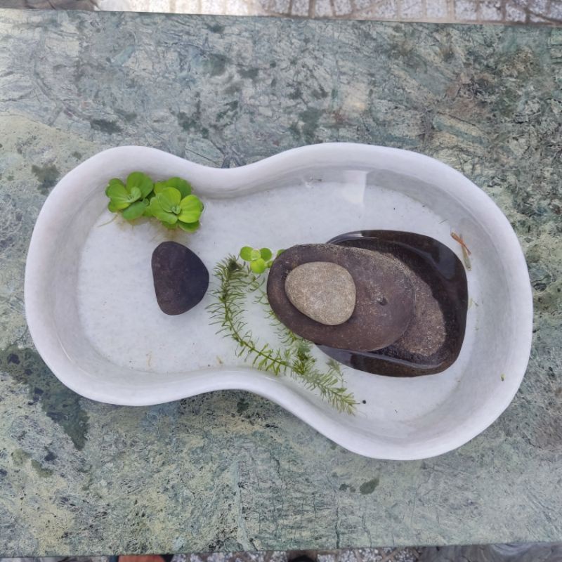 Hồ nuôi cá (chậu cá) bằng đá trắng kèm cuội (sỏi suối)