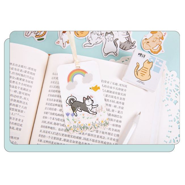 Bộ 46 Sticker Mèo & Chó Hàn Quốc dán trang trí E58